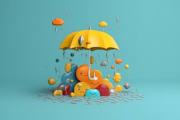 3d rendering of rainy season elements