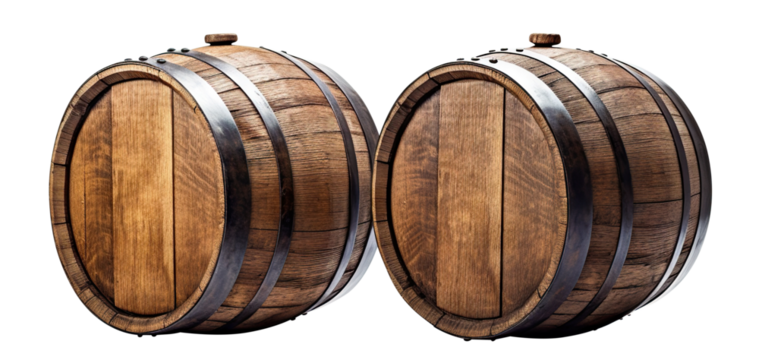 Wooden oak barrels cut out