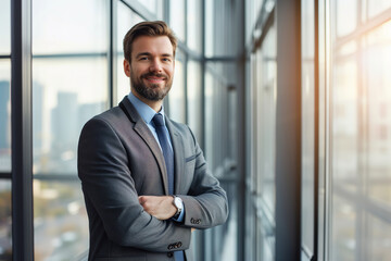 Portrait of smiling businessman indoor
