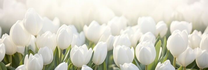 white tulips in spring - obrazy, fototapety, plakaty