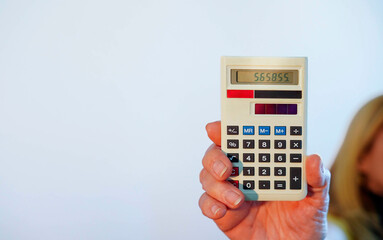 Close up of calculator with numbers to calculate the tax return