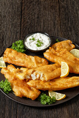 deep fried crispy beer batter fish fillet on plate