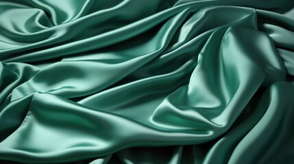 Obraz premium Dreamy Meadow Silk: A Soft and Smooth Green Satin Fabric Weave Adorns the Wallpaper, Adding a Touch of Opulent Sophistication