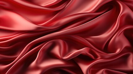 Obraz premium Satin Serenity: The Gentle Weave of Red Silky Satin Forms a Textile Texture Wallpaper, Invoking a Sense of Opulent Calm