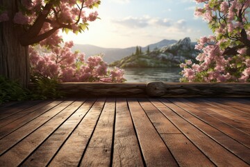 Wooden plank spring background.