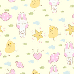 seamless pattern of a bunch of cute animals