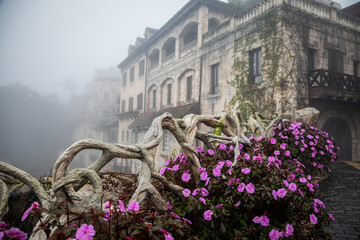 Сity in the fog, mysticism, mist, fairy tale, mysterious,