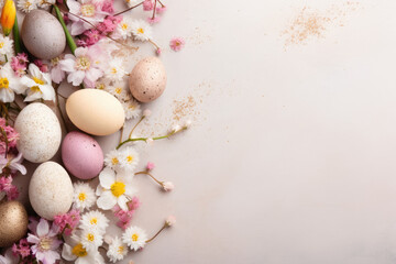 Naklejka na ściany i meble Colored Easter eggs on solid background