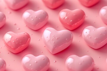 Obraz premium Seamless hearts pattern pink background for Mothers or Valentines Day