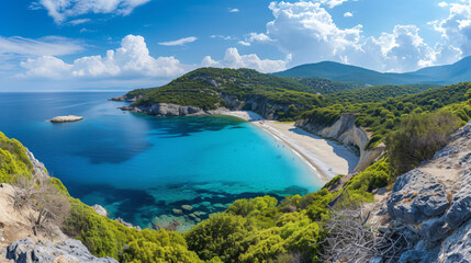 Greece Ionian islands Porto Timon beach seen - obrazy, fototapety, plakaty