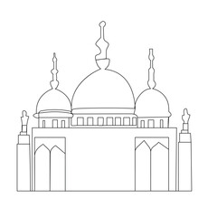 Mosque with  continuous one line drawing  outline vector illustration