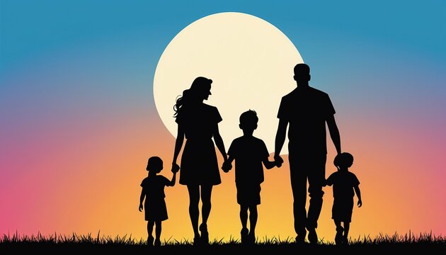 Flat Style Vector Image of a Happy Family: Enhance Your Designs