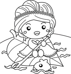 Cute Little Garden Princess Cartoon Coloring Activity for Kids and Adult