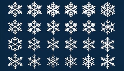 White Snowflake Vector Icon Collection for Creatives