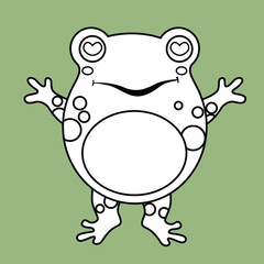 Funny Animal Amphibian Frog Cartoon Digital Stamp Outline