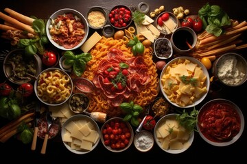A classic Italian pasta feast. - obrazy, fototapety, plakaty