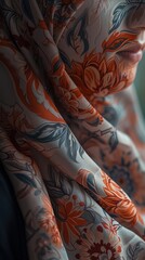 Obraz premium Image of batik cloth motif, background image, generative AI