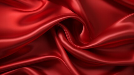 Close-up of a rich red satin fabric with elegant waves and soft texture, perfect for backgrounds.