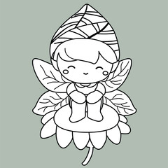 Cute Little Garden Princess Girl Kids Cartoon Digital Stamp Outline