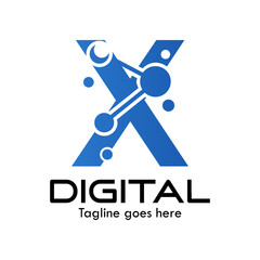 Technology letter logo design template illustration. This is good for technology, science, computer etc. this is x letter 