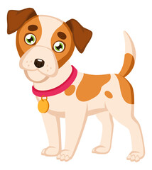 Jack russell terrier puppy. Cute cartoon dog