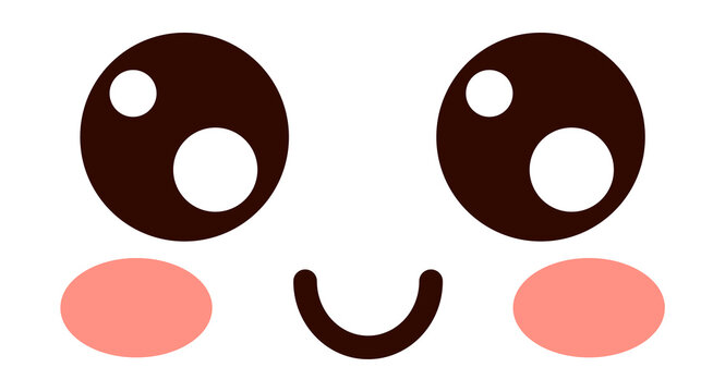 Smiling face in kawaii style. Happy positive expression