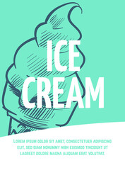 Ice cream vertical banner. Sweet dessert flyer