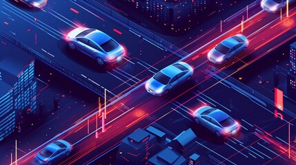 Artificial Intelligence illustration of Autonomous Vehicles, background image, generative AI