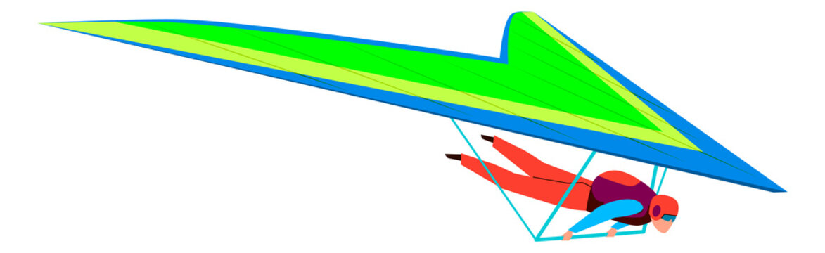 Sportsman flying on deltaplane. Extreme air sport glider