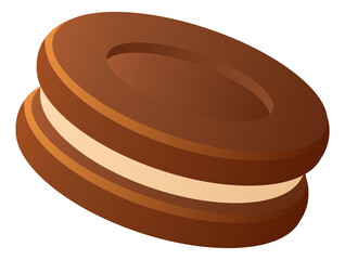 Chocolate cookie sandwich. Cartoon sweet dessert icon