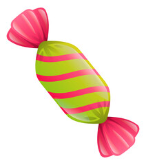 Sweet in striped wrapping package. Hard candy icon
