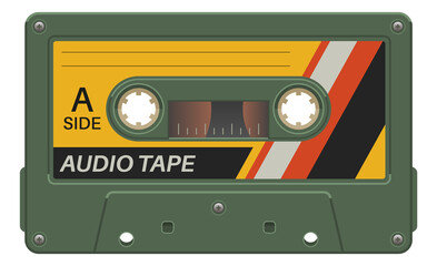 Audio tape with music mix record. Cassette template