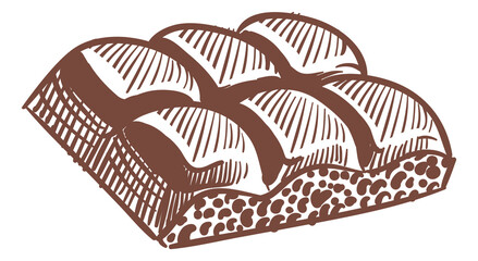 Aerated chocolate bar sketch. Bubble candy engraving