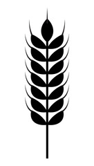 Black wheat icon. Cereal crop symbol. Ear silhouette