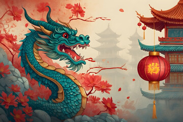 Obraz premium A concept of the Chinese new year celebration as the year of the dragon