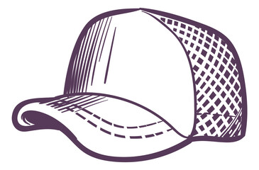 Male sport cap. Hand drawn baseball hat