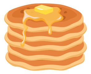 Pancakes stack. Tasty breakfast meal cartoon icon