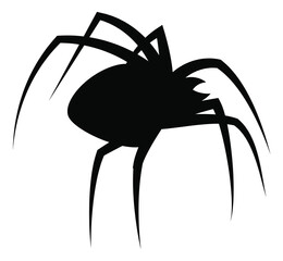 Black spider silhouette. Arachnid silhouette. Spooky insect