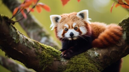 A red panda sitting in a tree