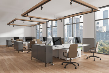 White and gray coworking office corner