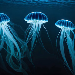 jellyfish in the blue sea