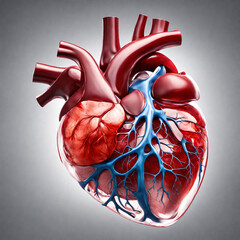 3D render of human heart anatomy with heart attack medical science and sketch design