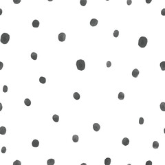 Scandinavian monochrome dots, seamless pattern scrapbook paper design, black vector icon doodle