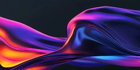 Fotobehang Abstract 3d modern  wave background, Abstract fluid 3d render holographic iridescent neon curved wave in motion background © Planetz