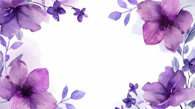 Watercolor purple flower frame 