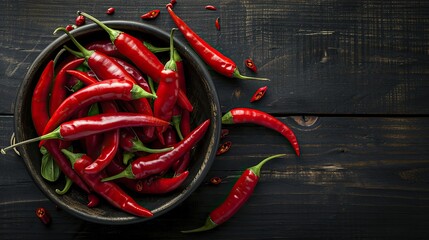 Vibrant display of red chili peppers in a bowl on the table