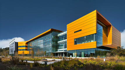 Obraz premium Modern Architecture in Business and Education, Office Buildings and University Exterior, Technology Design