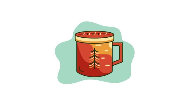 outdoor mug animation video design in 4k, enamel cup motion loop animation