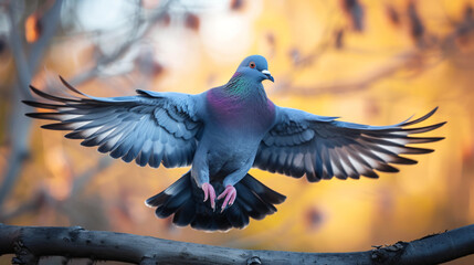Pigeon flapping wings