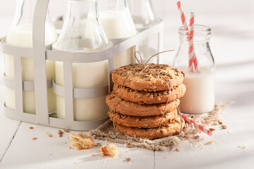 Homemade sunflower seed cookies baked in a home bakery.